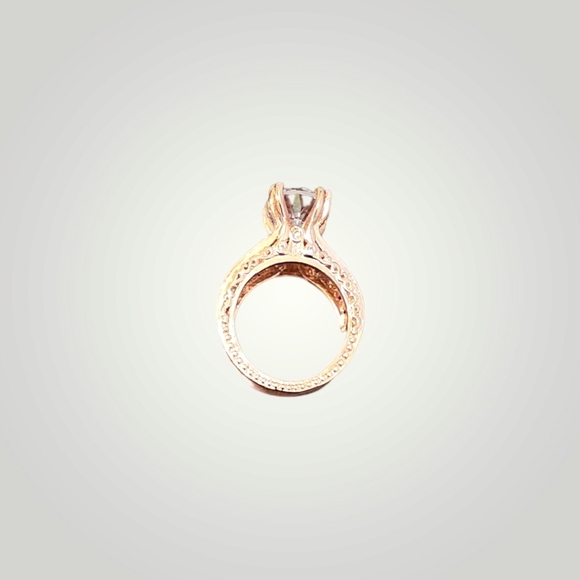 Wedding band Round Cubic Zoniconia Women Rose Gold Plated Engagement 7 ring - Picture 2 of 5